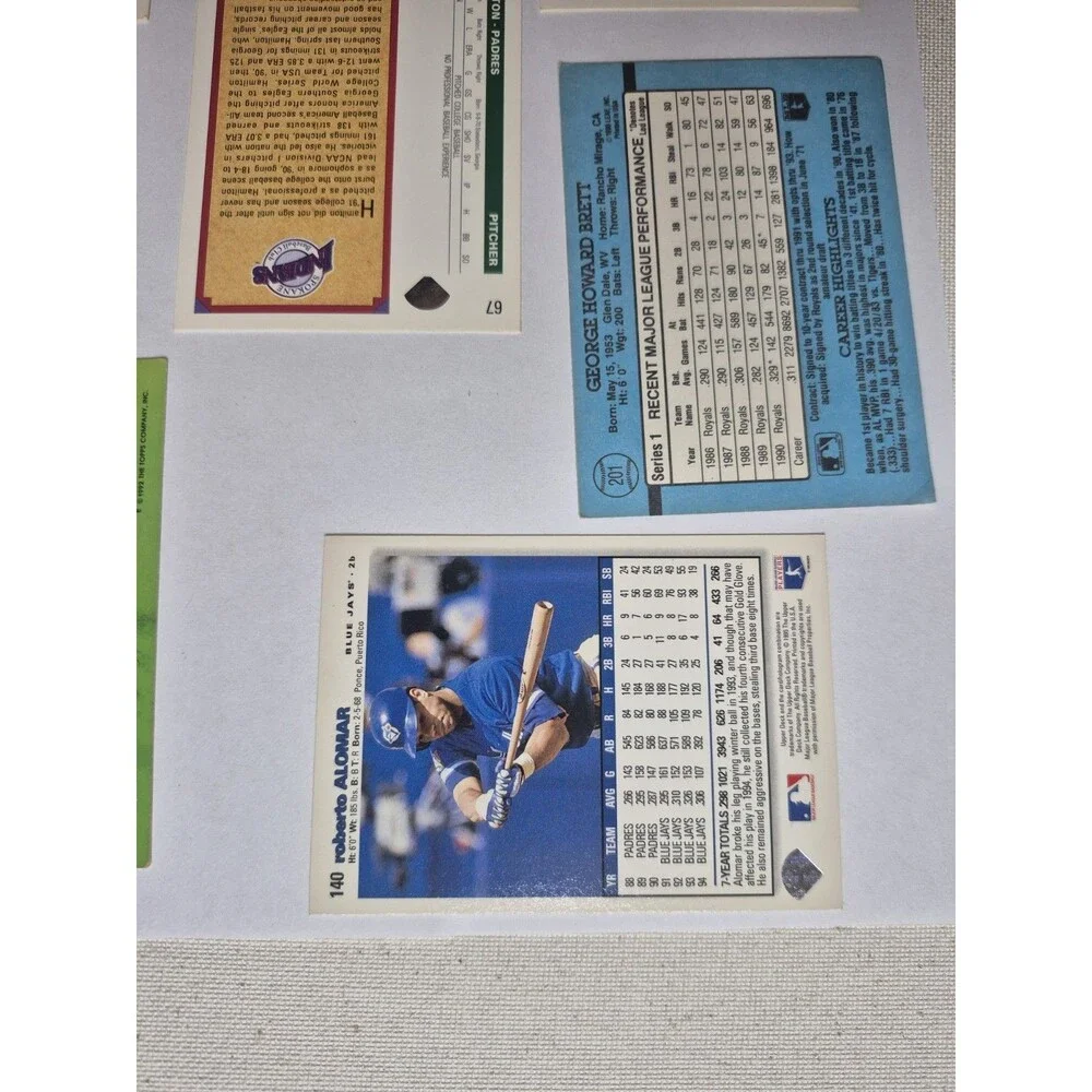 MLB Star Card Lot George Brett Roberto Alomar Ryan Klesko Joey Hamilton 6 Cards